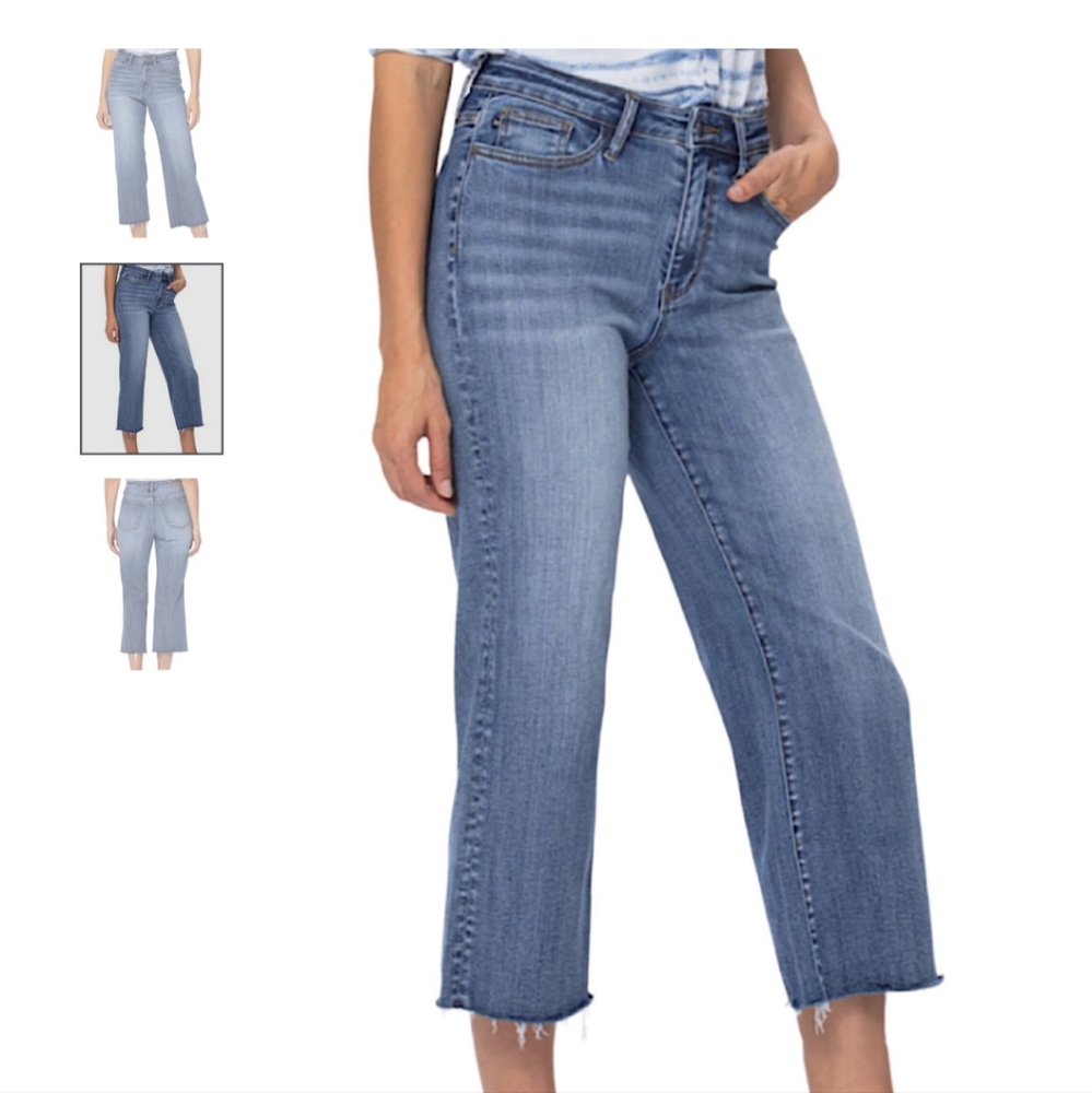 Judy Blue Hi-Waisted Wide Leg cropped Jeans